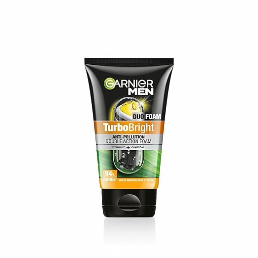 Garnier Men, Face Wash, Brightening & Anti-Pollution, TurboBright Double Action, 100 g