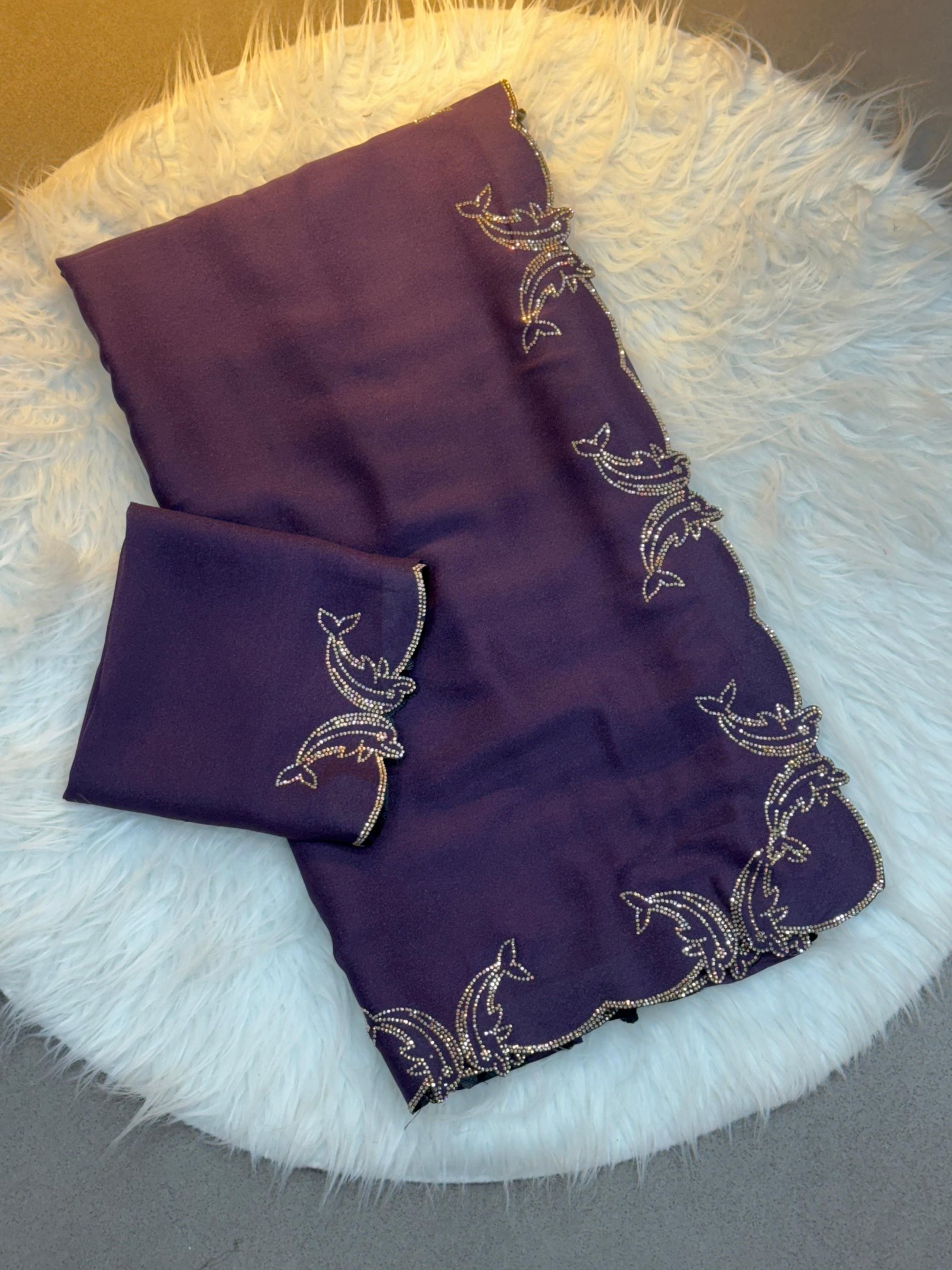 Deep Purple Embellished Party Wear Dupatta Set – OR RAT Elegance