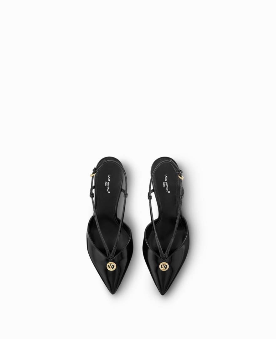 Louis uitton Black Slingback Pointed-Toe Flat”