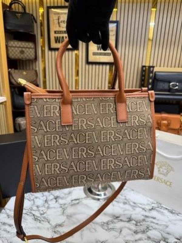 Versace Monogram Canvas Tote / Versace Logo Print Handbag