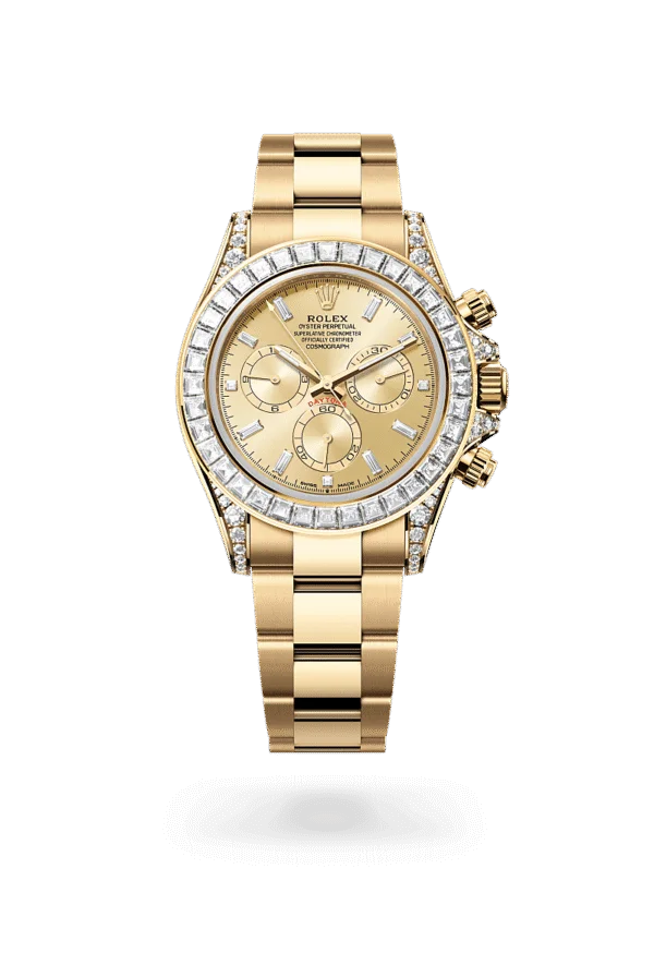 Rolex Cosmograph Daytona 40mm Yellow Gold Diamond Bezel Luxury Watch